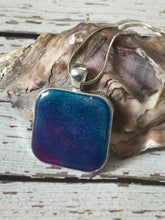 Load image into Gallery viewer, Two tone Blue &amp; Violet shimmer squared pendant
