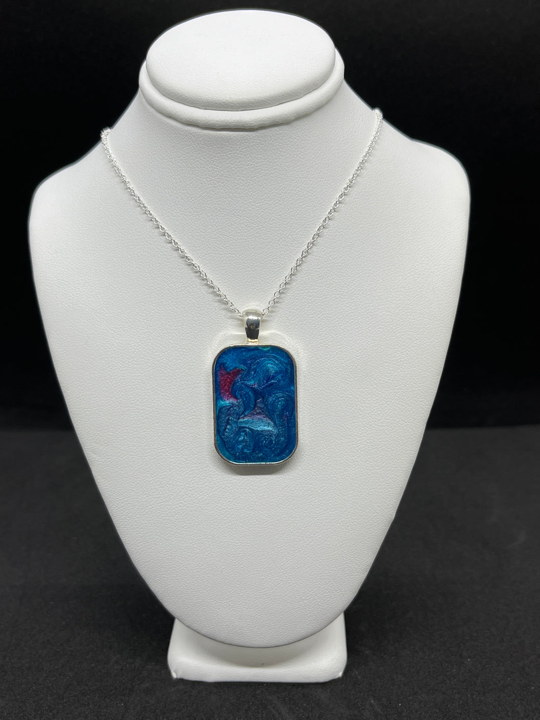 Ruby and Blue Swirl Pendant