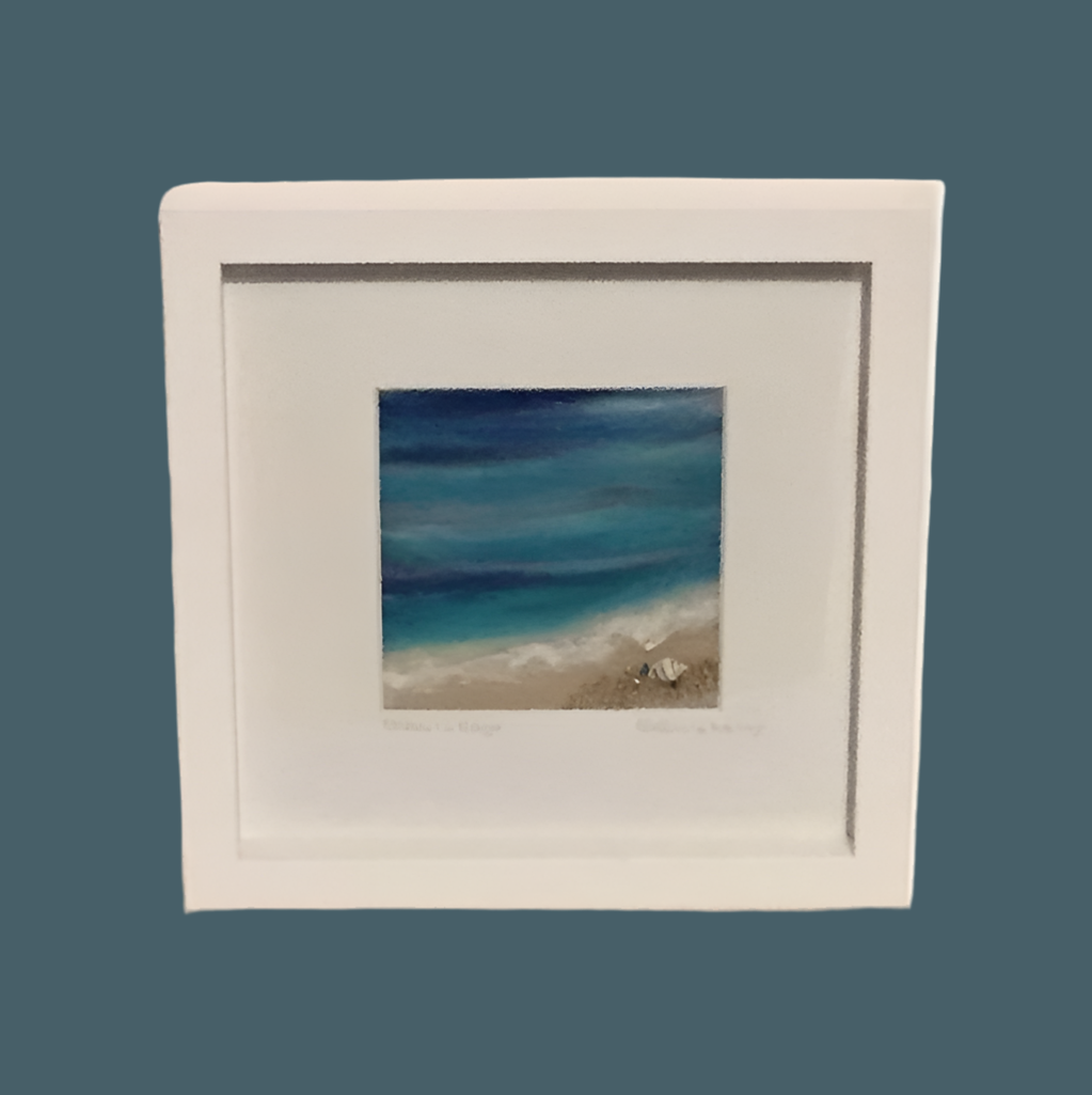 'Oceans Edge' - Mixed media Textile Artwork 29x29cm