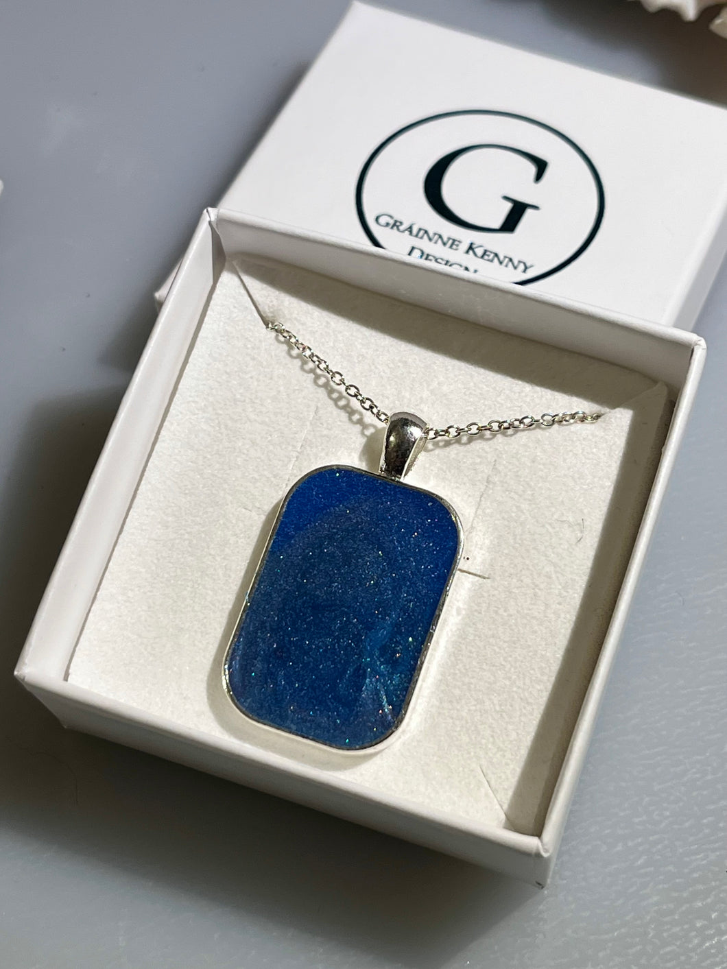 Midnight blue rectangular pendant