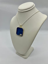 Load image into Gallery viewer, Sea Inspired Jewellery- Medium square pendant in ocean blue with seashell
