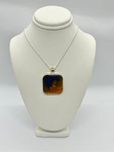 Load image into Gallery viewer, Sea Inspired jewellery- Two tone Blue &amp; Orange squared pendant
