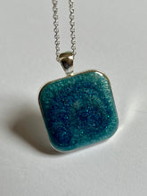 Load image into Gallery viewer, Sparkling Sea blue square pendant

