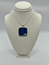 Load image into Gallery viewer, Sea Inspired Jewellery- Medium square pendant in ocean blue with seashell
