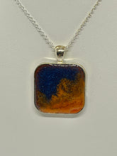 Load image into Gallery viewer, Sea Inspired jewellery- Two tone Blue &amp; Orange squared pendant
