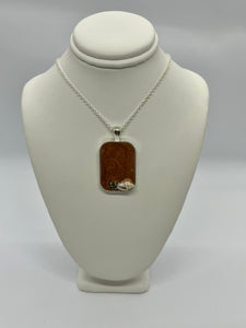 Sea Inspired Jewellery- Rectangular sand pendant with seashell