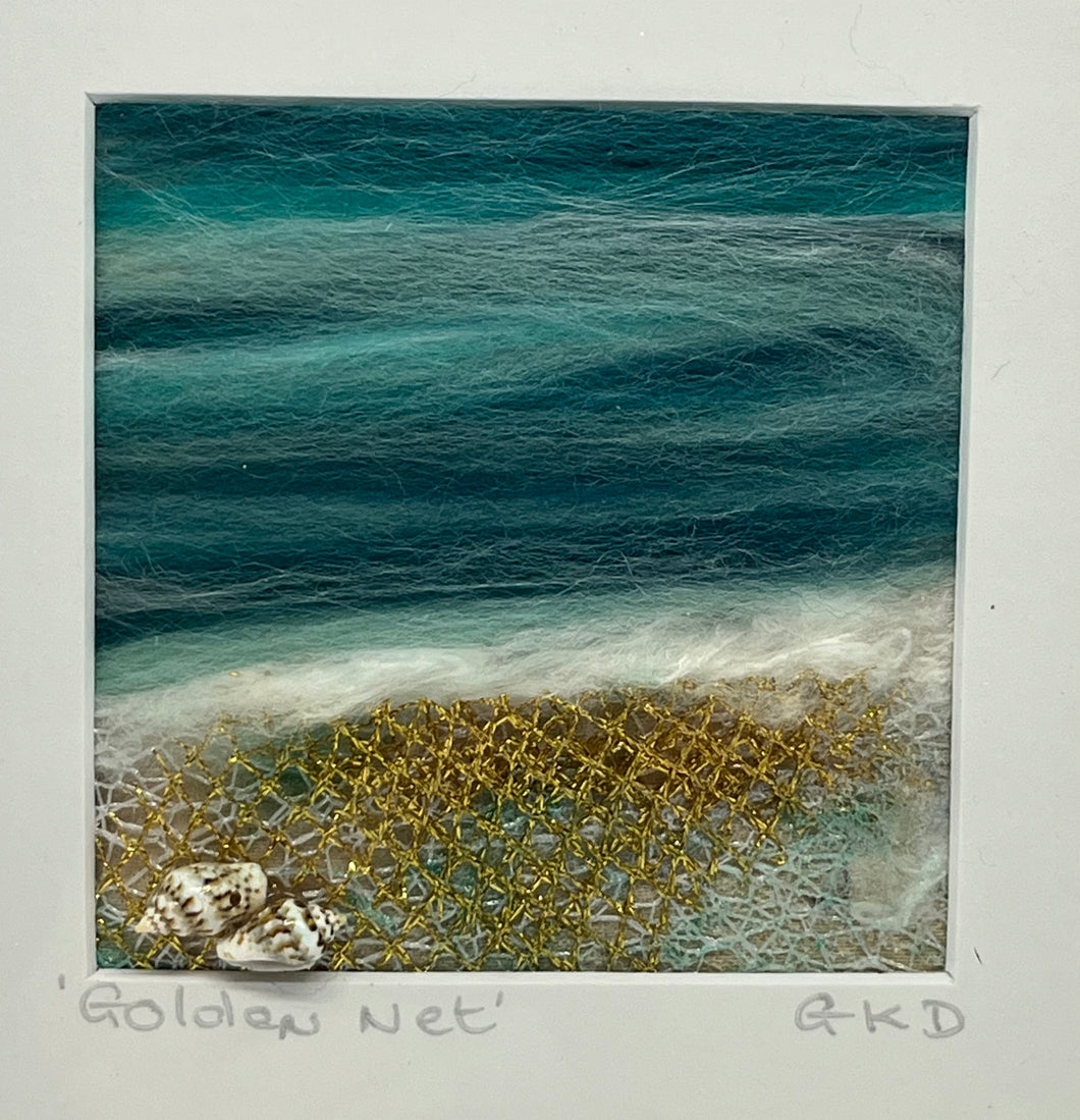 Mini Textile Art - Golden Net