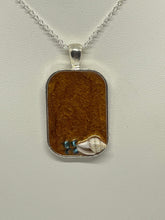 Load image into Gallery viewer, Sea Inspired Jewellery- Rectangular sand pendant with seashell
