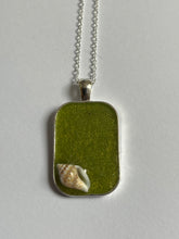 Load image into Gallery viewer, Sea green rectangular pendant with seashell
