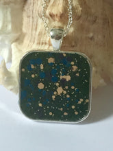 Load image into Gallery viewer, Square Pendant in Green with Crushed Crystals
