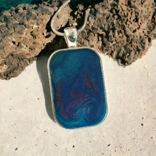 Load image into Gallery viewer, RECTANGULAR TWO TONE PENDANT - BLUES/RUBY VIOLET
