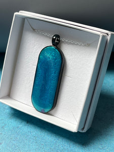 Ocean blue long oval pendant