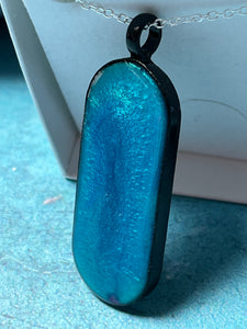 Ocean blue long oval pendant