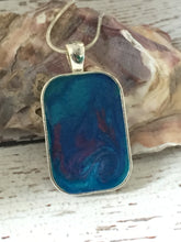 Load image into Gallery viewer, RECTANGULAR TWO TONE PENDANT - BLUES/RUBY VIOLET
