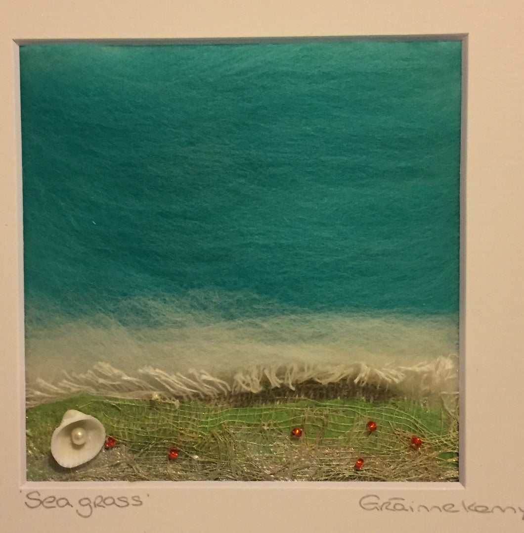 Sea Grass - Mixed Media Textile Sea Study - 29x29cm