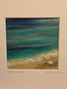 'Oceans Edge' - Mixed media Textile Artwork 23z23cm
