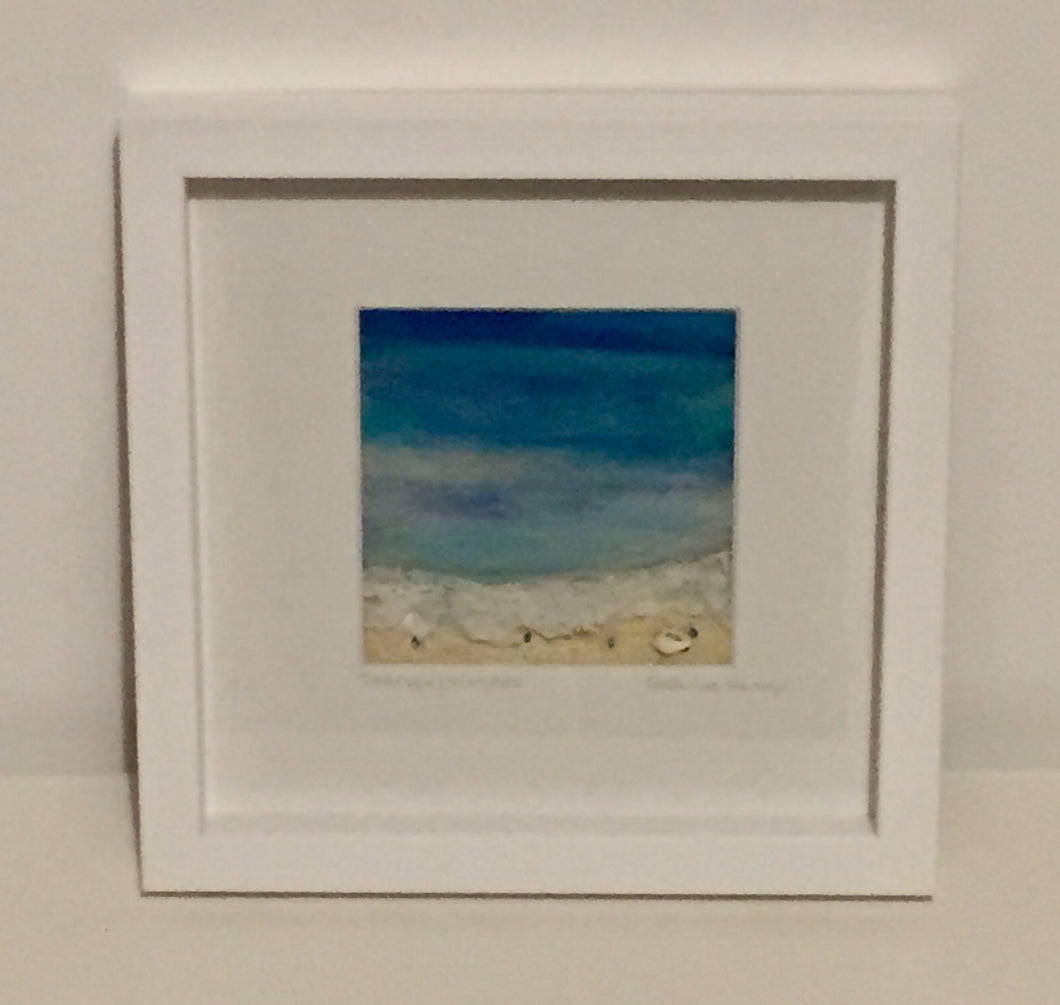 Tranquil Waters - Mixed Media Textile Sea Study - 23x23cm