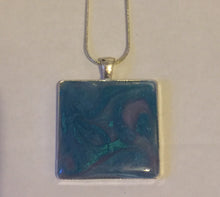 Load image into Gallery viewer, Square pendant - Aqua &amp; Violet Swirl
