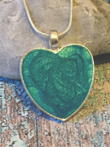 Resin Heart Pendant - Aquamarine