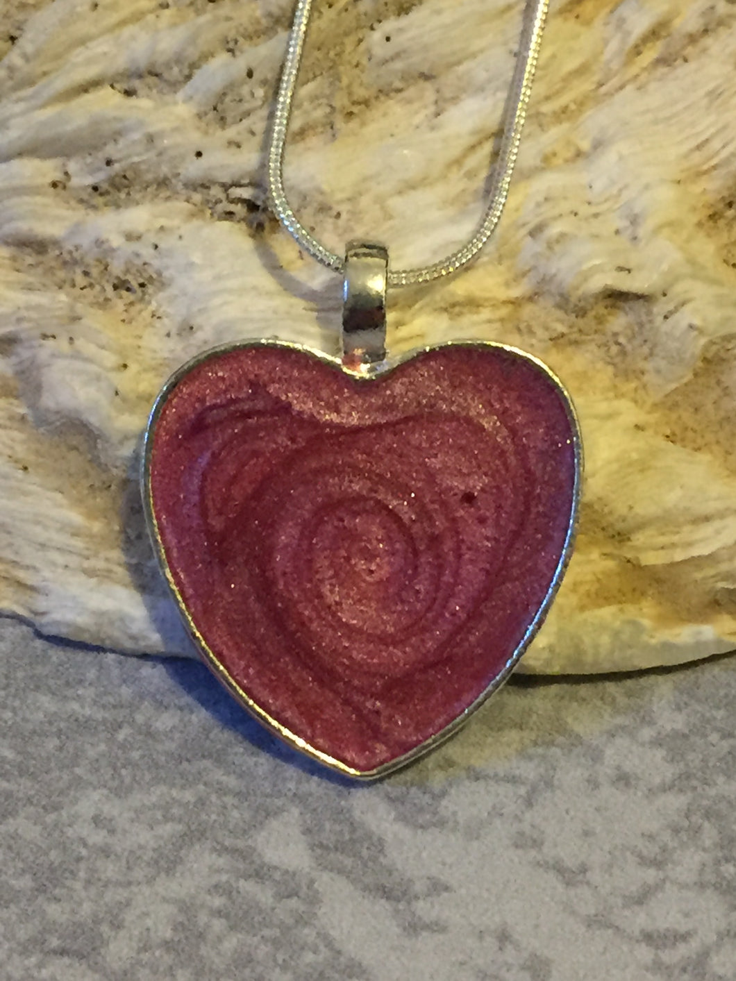 Resin Heart Pendant - Coral Pink