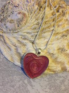Resin Heart Pendant - Coral Pink